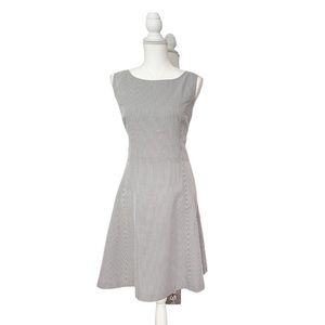 9&Co Gray White Striped Fit & Flare Dress Size 12